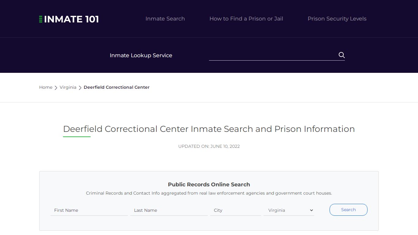 Deerfield Correctional Center Inmate Search, Visitation, Phone no ...